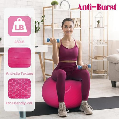 BalanceFrom - Pelota de Ejercicio antigolpes y Antideslizante, Pelota de Yoga, con Bomba rápida, Capacidad de 907.18 kg, antiexplosión y Pelota para Parto