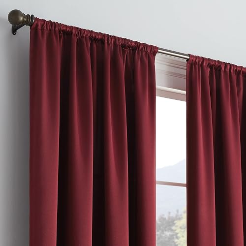 ECLIPSE Cortina térmica sólida para oscurecer la habitación, con Bolsillo para Barra de Cortina para recámara (1 Panel), 54 x 63 Pulgadas, Merlot