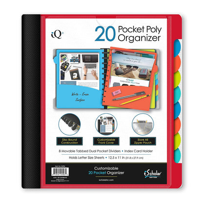 iScholar Carpeta de 20 bolsillos con bolsa con cremallera, el color puede variar (34906)