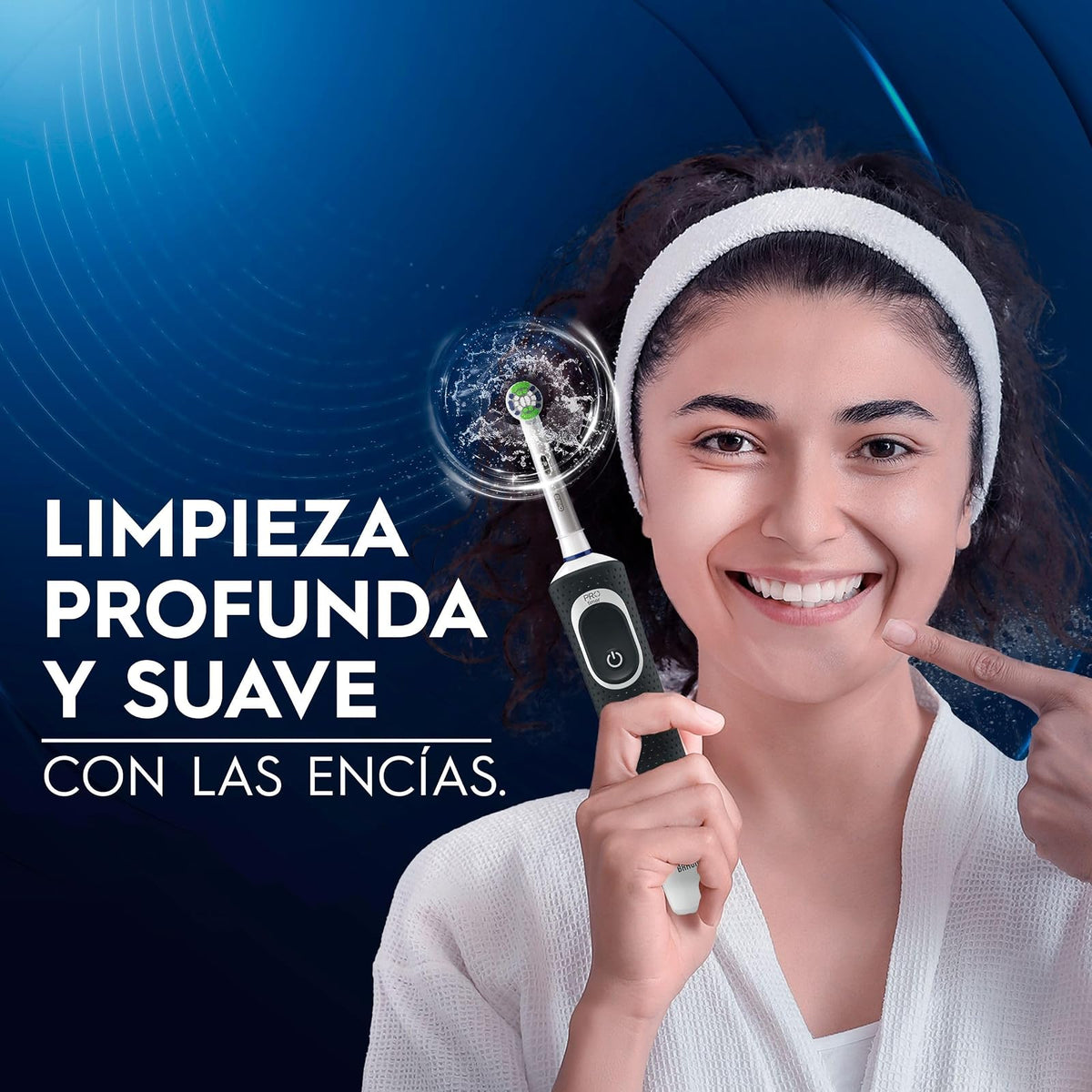Oral-B PRO Series 1+ Cepillo de Dientes Eléctrico Cabezal Redondo, Mango Ergonómico, 3 Respuestos Presicion Clean, Negro