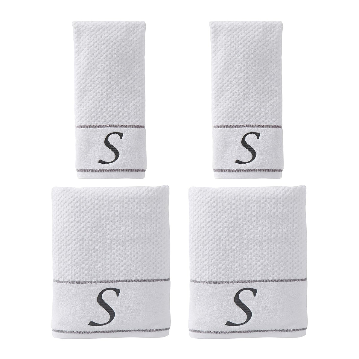SKL Home by Saturday Knight Ltd.. - Juego de Toallas de baño y de Mano (4 Unidades), Color Blanco, S, Blanco, 1