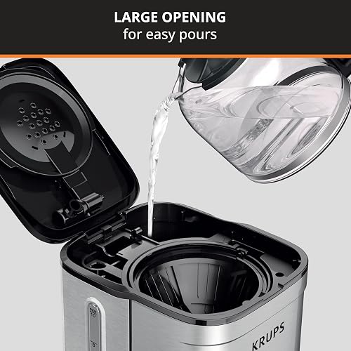 KRUPS Cafetera de Filtro Permanente Simply Brew Family Inoxidable, capacidad para preparar 10 tazas de café, incluye filtro permanente y cuchara dosificadora, 900 W, KM203D50