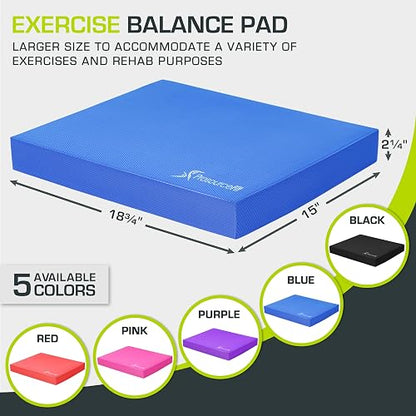 ProsourceFit - Almohadilla de equilibrio y ejercicio: alfombrilla grande de espuma antideslizante y acolchada y rodillera para hacer ejercicio, entrenamiento de estabilidad, fisioterapia y yoga, 39 x 48 cm