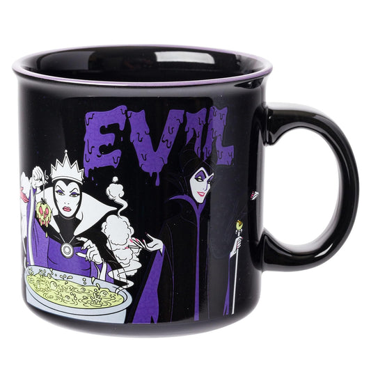 Silver Buffalo Disney Villains Evil With Ursula, Cruella de Vil, The Evil Queen y Maléfica taza de cerámica para campista, 20 onzas