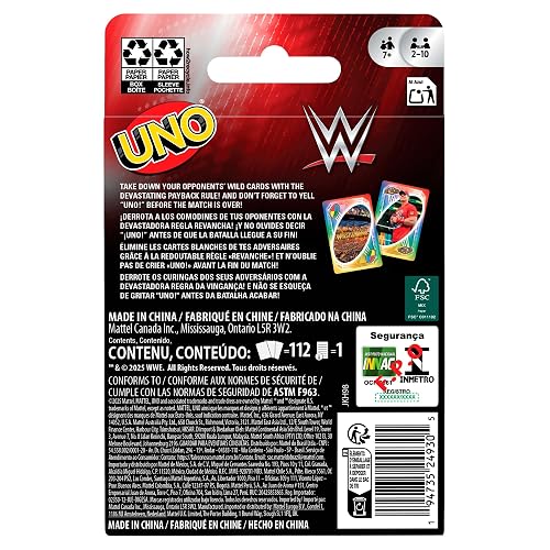 Juego de Cartas UNO de la WWE para niños, Adultos y Noches Familiares, mazo Coleccionable Que Incluye a Las superestrellas favoritas de los Fans
