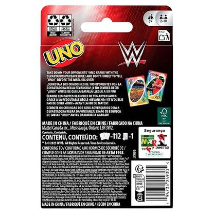 Juego de Cartas UNO de la WWE para niños, Adultos y Noches Familiares, mazo Coleccionable Que Incluye a Las superestrellas favoritas de los Fans
