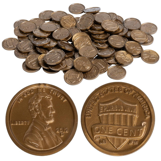 Learning Advantage 7521 Play Pennies, Set of 100, Grade: kindergarten | Diseñado y dimensionado como moneda real de EE. UU., Enseña matemáticas con este recurso de juego de simulación