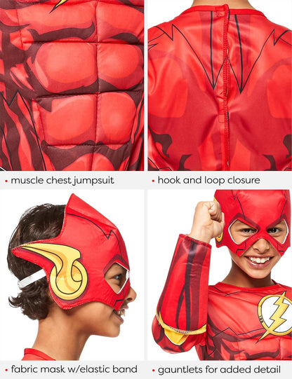 Rubie's Disfraz de superhéroes DC Flash Deluxe para niños, pequeño