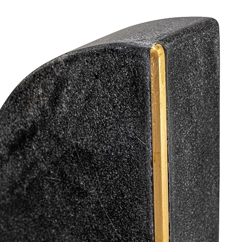 Creative Co-Op Boho - Sujetalibros de mármol con semicírculo arqueado con Detalle de latón, Juego de 2, Negro