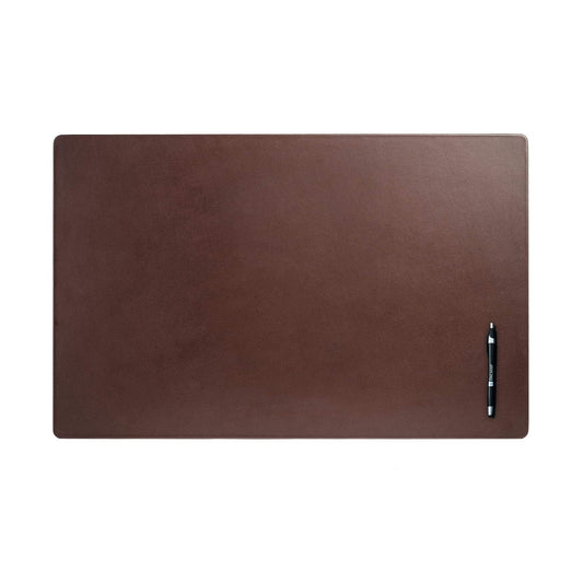 Dacasso P3418 Leather 30" x 19" Desk Mat Without Rails, Chocolate Brown