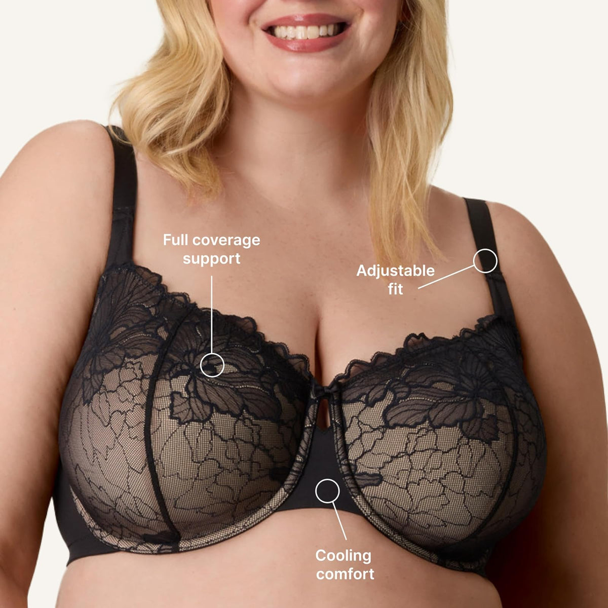 Playtex Underwire Bra, Plus-Size Bras Available, Full Coverage, Convertible Straps, Lace, 4800 Sujetador Mujer