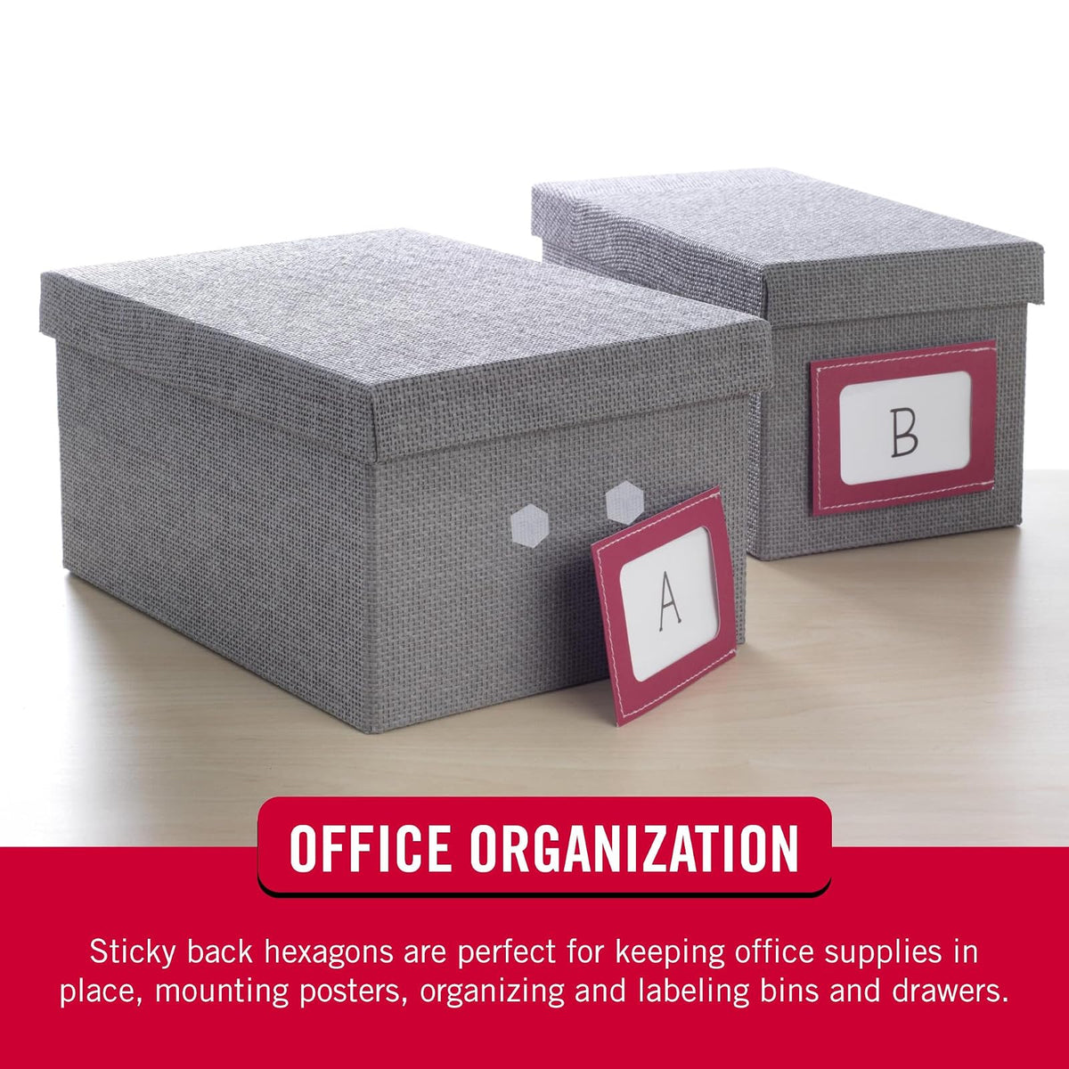 Hexágonos adhesivos de la marca VELCRO, 150 puntos con forma adhesiva inspirada en la naturaleza, blanco 3/4 pulgadas, organización de despegar y pegar para oficina, aula, hogar