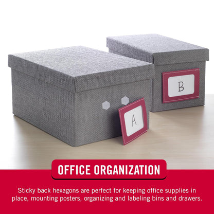 Hexágonos adhesivos de la marca VELCRO, 150 puntos con forma adhesiva inspirada en la naturaleza, blanco 3/4 pulgadas, organización de despegar y pegar para oficina, aula, hogar