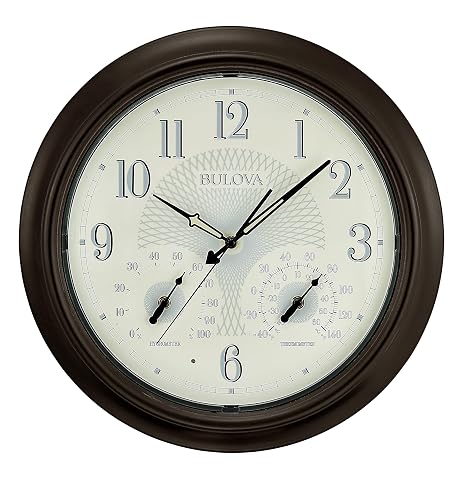 Bulova C4813 Weather Master - Reloj de Pared, 18 Pulgadas, Color Negro
