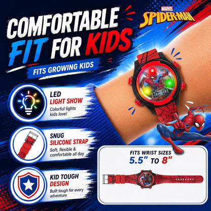 Accutime Kids Marvel Spider-Man Digital Quartz Plastic Watch for Boys & Girls with LCD Display