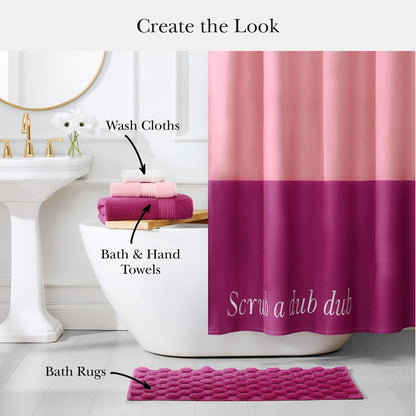 Kate Spade New York Scrub A Dub - Cortina de Ducha con Bloques de Color, 72 x 72 Pulgadas, Hecha de 100% algodón, Lavable a máquina, Cortina de Ducha Rosa de Dos Tonos