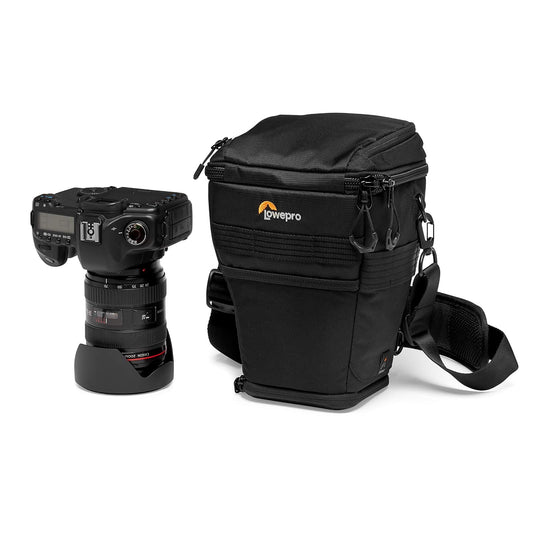 Lowepro ProTactic TLZ 70 AW Bolsa de Carga Superior para Cámara DSLR Profesional con Lente 24-70mm, Compartimento Expandible y Espacio para Accesorios, Compatible con Canon y Nikon, Color Negro