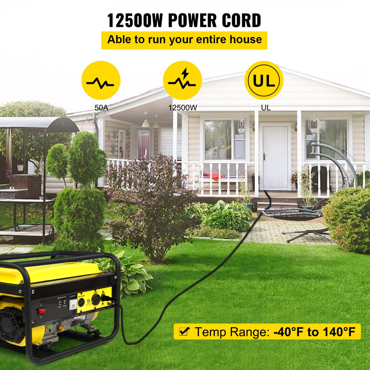 Mophorn 25Ft 50Amp Generator Extension Cord 6 Gauge STW 6/3+8/1 Generator Cord UL Listed Generator Power Cord N14-50P to Bare Wire Cut Wire Cord Extension Power Cord RV Motor Home Generator Portable