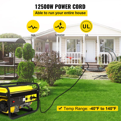 Mophorn 25Ft 50Amp Generator Extension Cord 6 Gauge STW 6/3+8/1 Generator Cord UL Listed Generator Power Cord N14-50P to Bare Wire Cut Wire Cord Extension Power Cord RV Motor Home Generator Portable