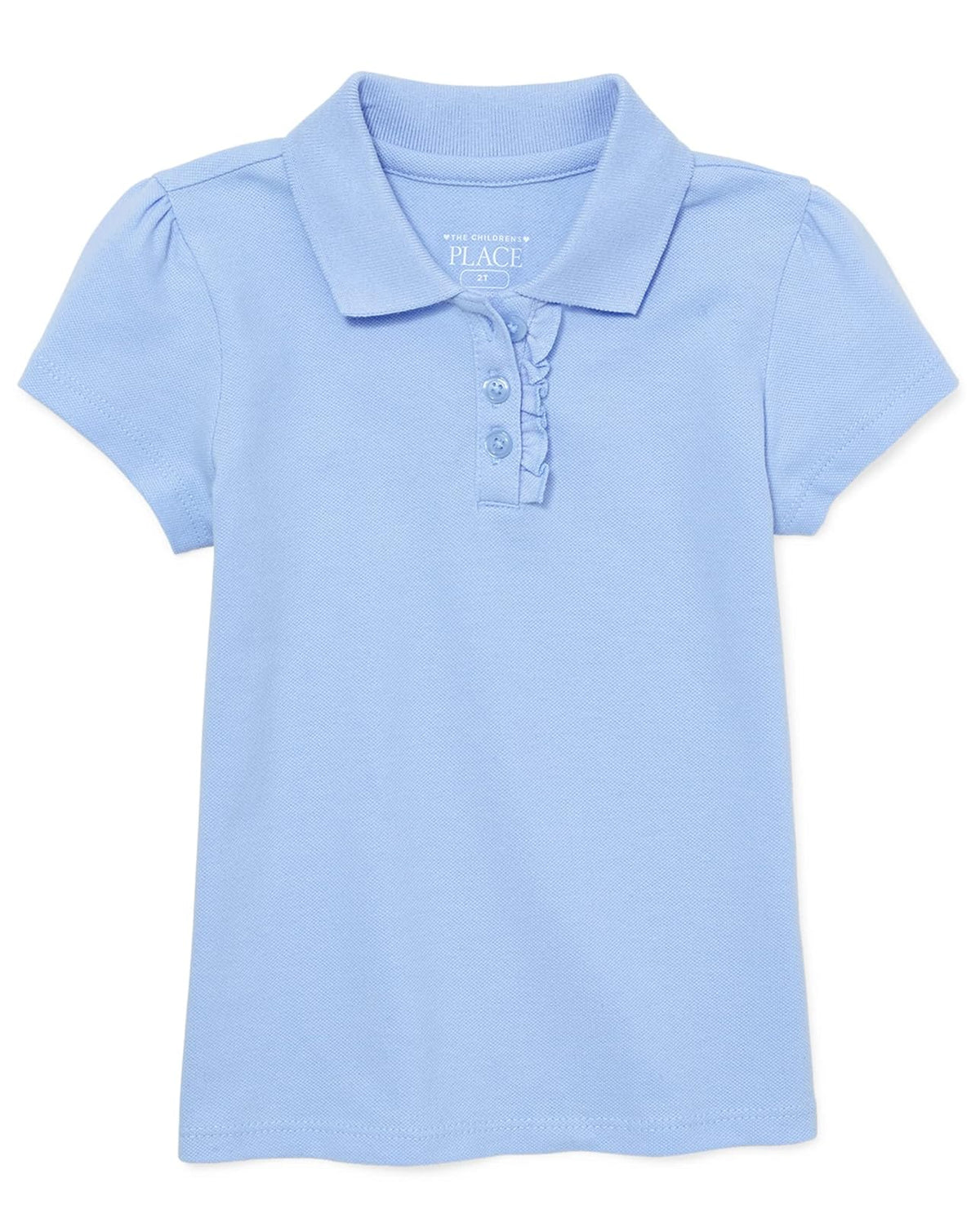 The Children's Place Polo Piqué de Manga Corta con Volantes para Niña - Estándar - CH - Azul