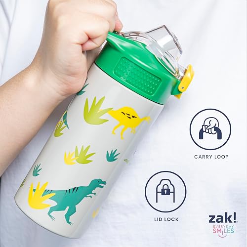 Zak Designs Sanrio Sage - Botella de agua para niños para escuela o viajes, botella de agua de acero inoxidable de 19 onzas con popote, mango y a prueba de fugas, cubierta de boquilla desplegable
