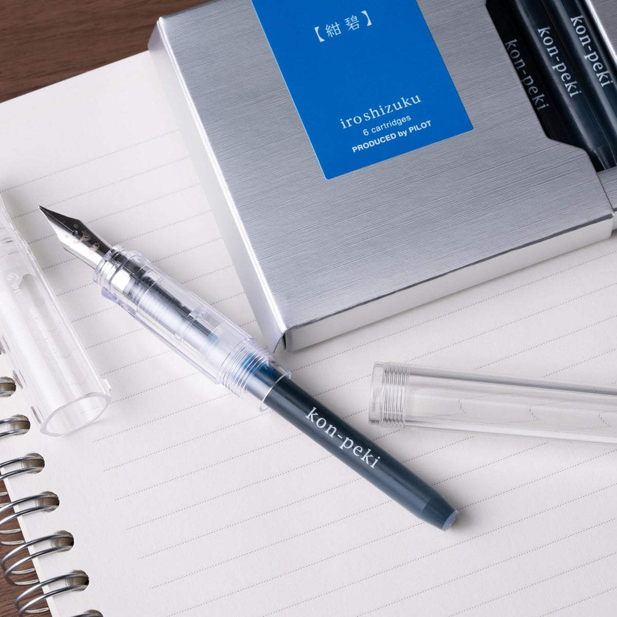 PILOT IROSHIZUKU, Kon-peki (azul turquesa), Caja con 6 cartuchos de tinta para pluma fuente