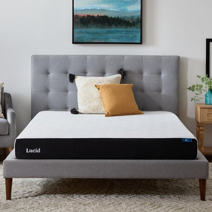 Lucid - Colchón Matrimonial de Memory Foam con Gel y Bambú - 20 cm - Colchón Firme - Funda Lavable y Transpirable - Compatible con Bases Ajustables - Ideal para Cualquier Recámara