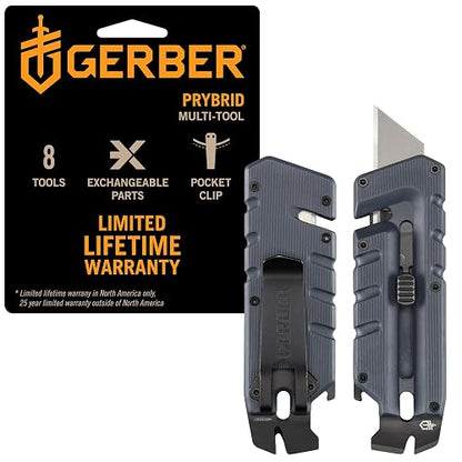 Gerber Gear Prybrid - Cortador de boxeo, hoja retráctil, cuchillo universal resistente con palanca, abrebotellas y pelacables, navaja multifunción EDC Gear – Azul