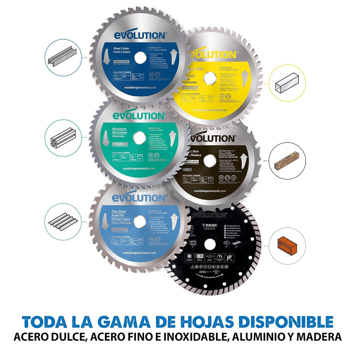 Evolution Power Tools 185BLADEST Hoja TCT para cortar acero dulce, resistente, para cortar metal en frío, sin calor ni rebabas, para sierras circulares, 40 dientes, 7-1/4 pulgadas