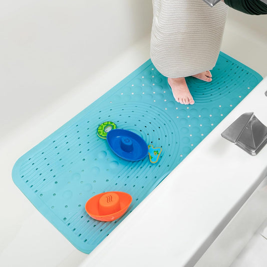 Nuby - Alfombrilla de baño Acolchada para bebés y niños pequeños, Alfombrilla Antideslizante para Ducha y Tina con ventosas, Color Aguamarina