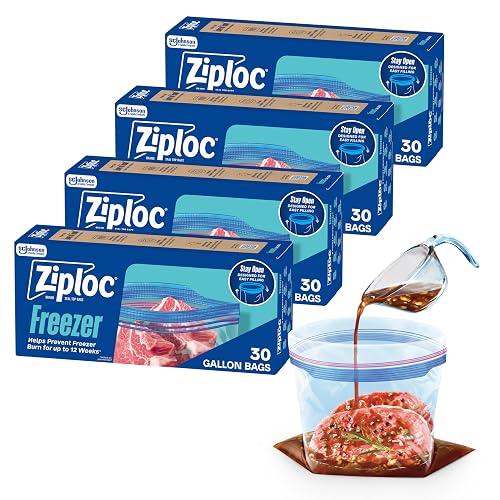 Ziploc Freezer Bags, Gallon, 4 Pack, 30 ct (120 total bags)