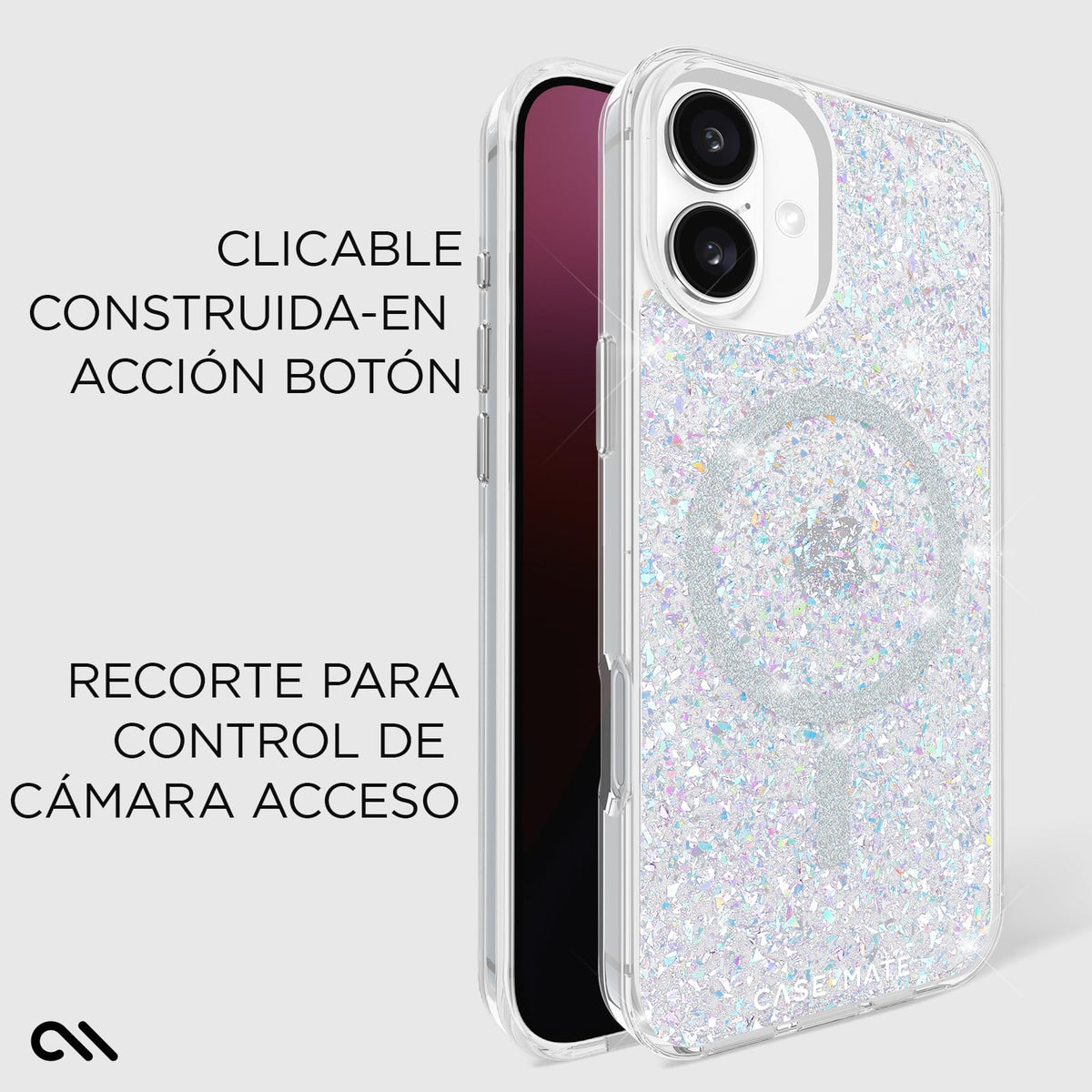 Case-Mate Funda magnética Brillante para iPhone 16 Plus Compatible con MagSafe, protección contra caídas de 12 pies - Twinkle Disco