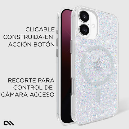 Case-Mate Funda magnética Brillante para iPhone 16 Plus Compatible con MagSafe, protección contra caídas de 12 pies - Twinkle Disco
