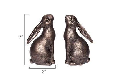 Creative Co-op - Sujetalibros de Resina de Bronce en Forma de Conejo (Juego de 2 Piezas)