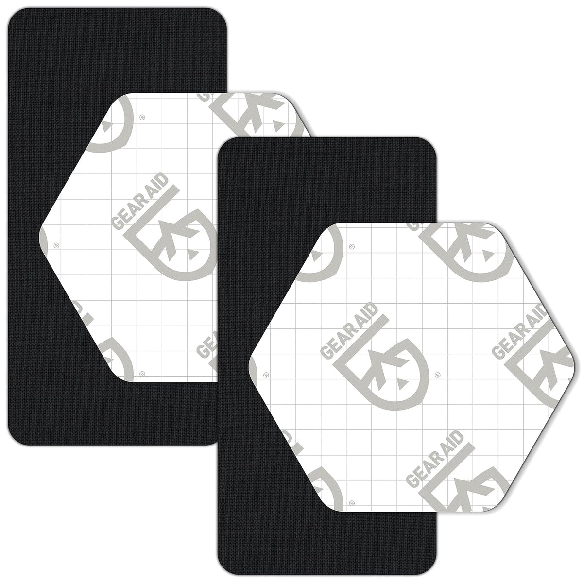 GEAR AID - Parches de tela Gore-TEX Tenacious Tape para fijar rápidamente agujeros y desgarros en chaquetas, guantes, pantalones de lluvia y esquí, negro, hexagonal de 2.5 x 2.8 pulgadas, rectangular