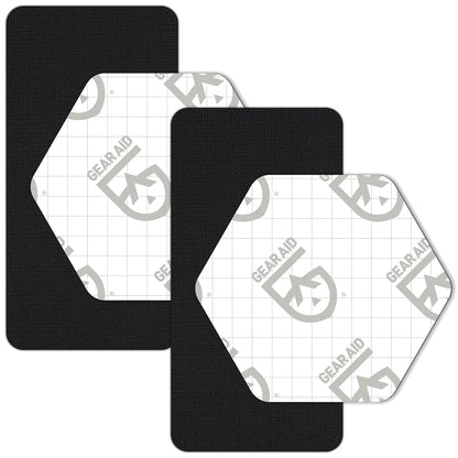 GEAR AID - Parches de tela Gore-TEX Tenacious Tape para fijar rápidamente agujeros y desgarros en chaquetas, guantes, pantalones de lluvia y esquí, negro, hexagonal de 2.5 x 2.8 pulgadas, rectangular