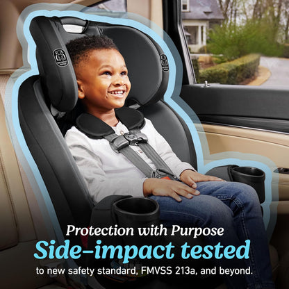 Graco TriRide 3 en 1 Asiento de automóvil convertible – Modo de refuerzo de espalda alta, hacia adelante y hacia atrás, adecuado desde recién nacido hasta preescolar, perfecto para viajes largos en color