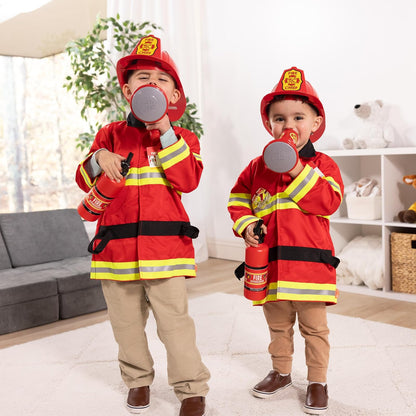 Melissa & Doug Disfraz de Bombero para Juego Imaginativo, Juego de Simulación (6 Piezas, 3-6 Años)