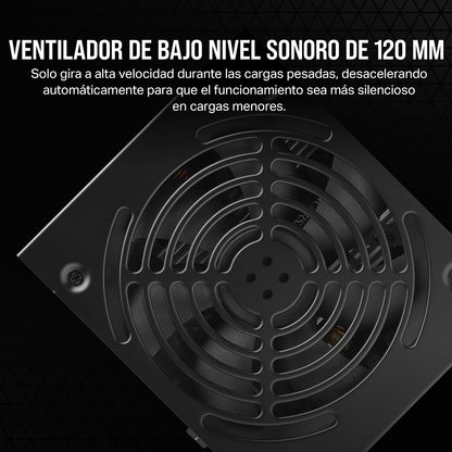 Corsair CX650 ATX 650W Fuente de Alimentación - Eficiencia 80 Plus Bronze - Bajo Ruido - Cables con Funda - No Modular - NA - Negro