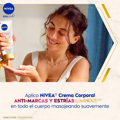 NIVEA Crema corporal Luminous630 anti- marcas y anti-estrías (200 ml) 48 horas de humectación profunda para una piel suave y radiante
