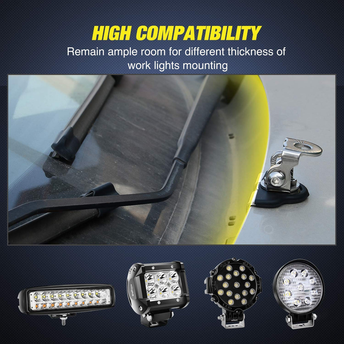 Nilight 90043B - Soporte universal para lámpara de techo (2 unidades, regulable), Model 1