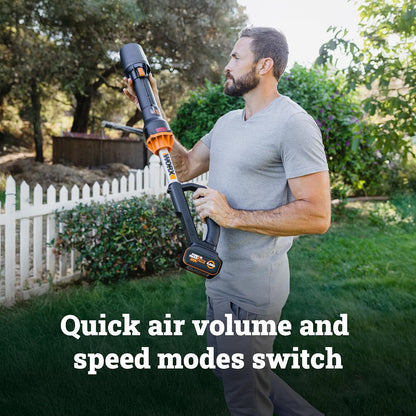 WORX Nitro - Soplador de hojas inalámbrico, soplador eléctrico con 410 CFM y 130 MPH, sopladores para cuidado del césped con batería de 4 libras, 4 Ah y cargador incluidos, WG543