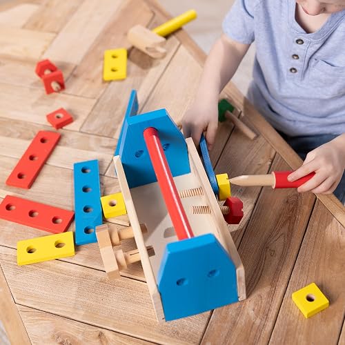 Melissa & Doug Kit de Herramientas de Madera para Llevar, Juguete de Construcción, Juguete de Madera, Juego de Imitación