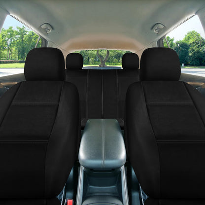 FH GROUP Universal Fit Full Set Deluxe Seat Cover - Leatherette (Black) (Airbag Compatible and Rear Split, Fit Most Car, Truck, SUV, or Van, FH-PU007115)