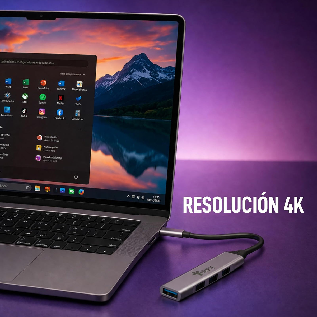 Hub de 4 Puertos USB a Tipo C Stylos Tech
