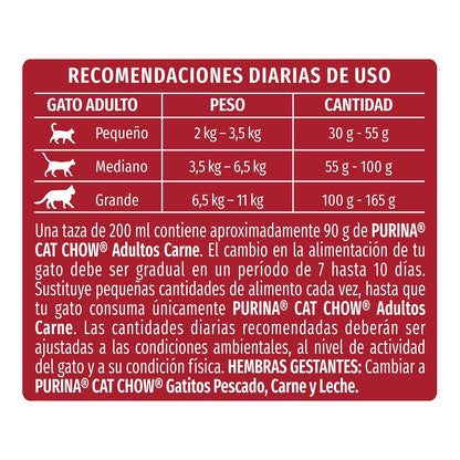 Purina Cat Chow Adulto Todos los Tamaños Sabor Carne 3Kg