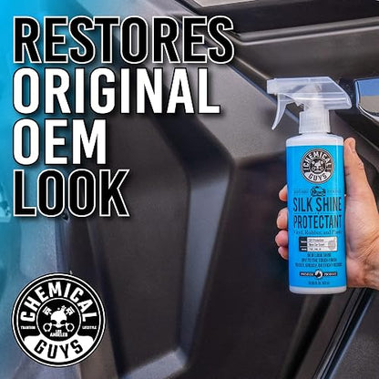 Chemical Guys Silk Shine Spray apresto y Protector seco al Tacto para neumáticos, molduras, Vinilo, plástico y más, Seguro para Automóviles, Camiones, Motocicletas, vehículos recreativos y más, 3,79 L
