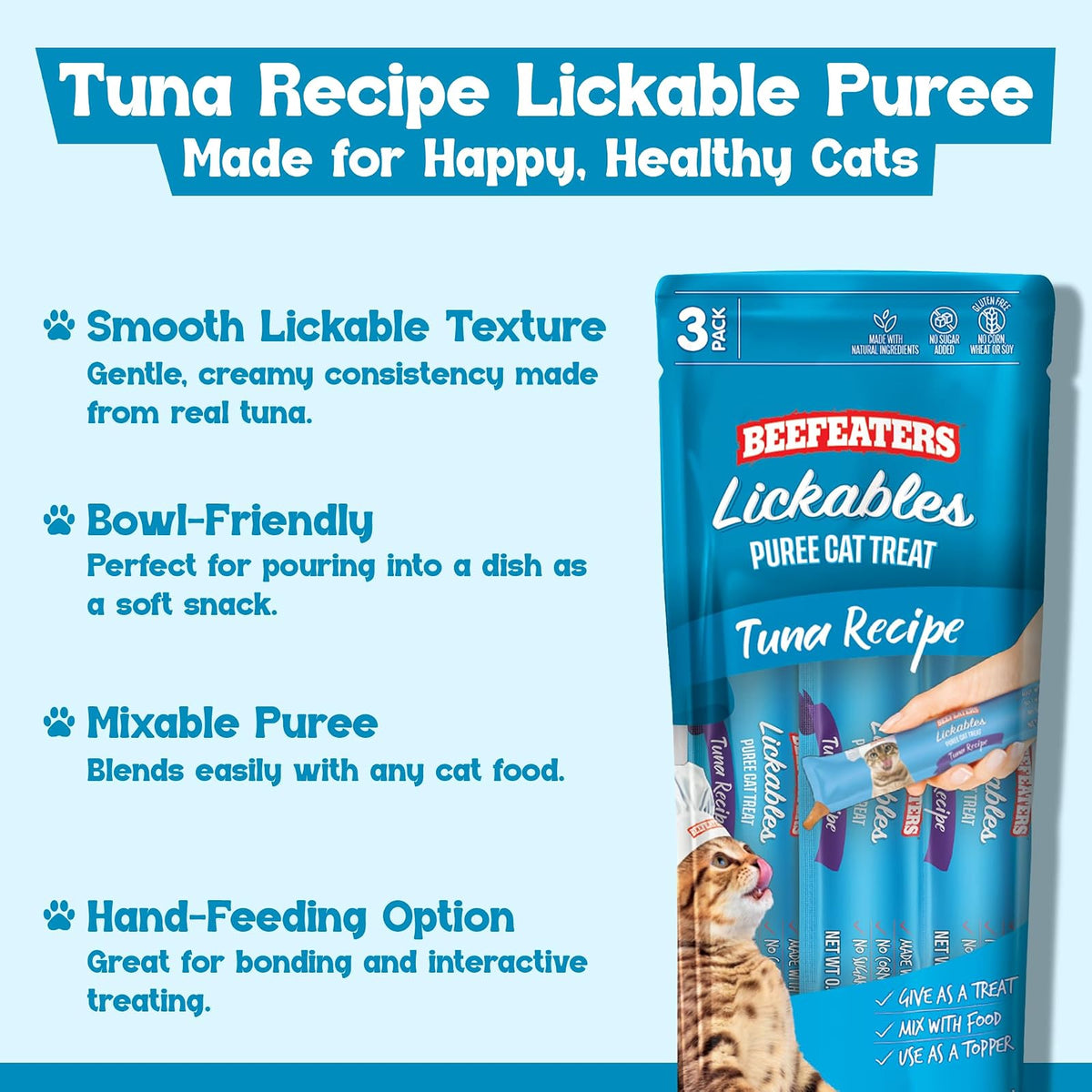 Premio Puré Lickable para Gato Snack Cremoso y Saludable