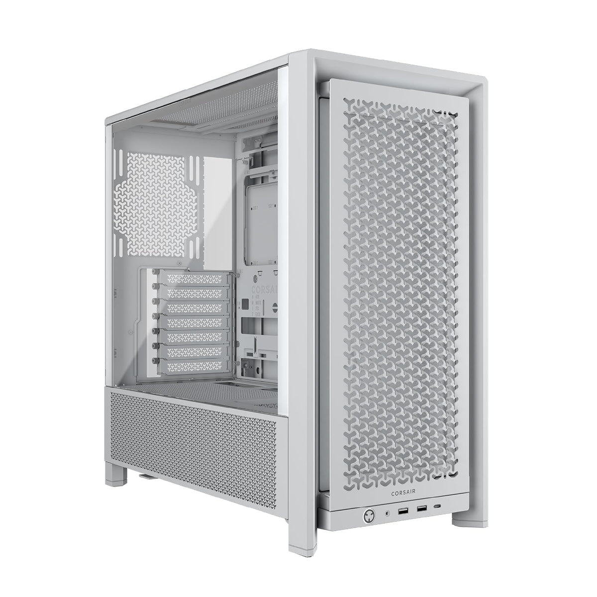 Corsair Frame 4000D Caja Modular Mid–Tower ATX para PC – Alto Flujo de Aire, Sistema de Montaje de Ventiladores InfiniRail™, ASUS BTF, MSI Project Zero, Gigabyte Project Stealth – Blanco