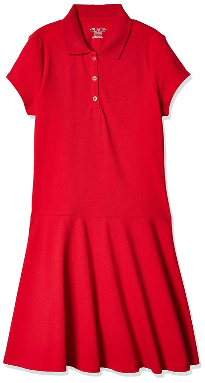 The Children's Place Vestido Polo Piqué Uniforme para Niña - Rubí - CH